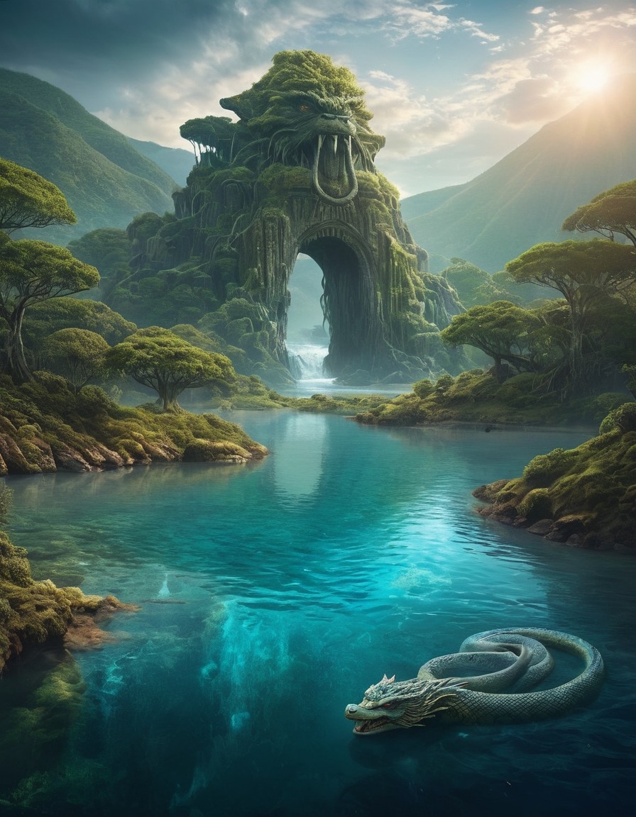 fantasy, mythical creature, water, landscape, new zealand folklore