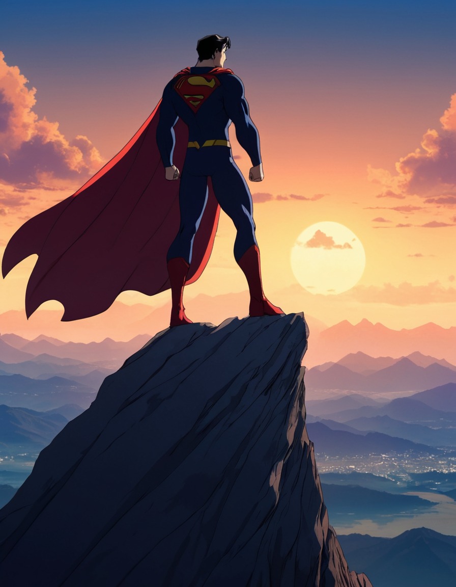 silhouette, mountain peak, friedrich nietzsche, concept of the superman, anime