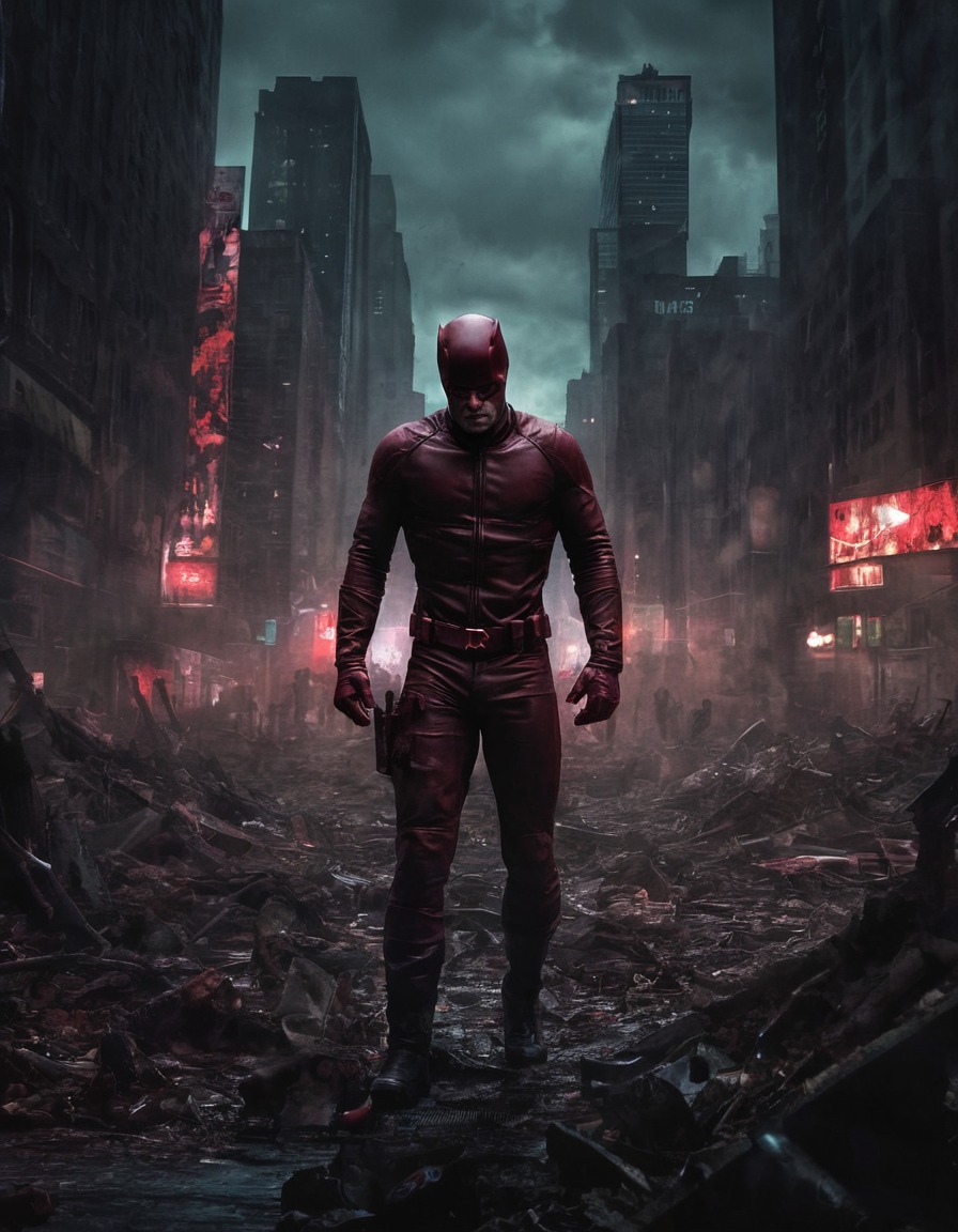 daredevil, zombie, apocalypse, cityscape, marvel