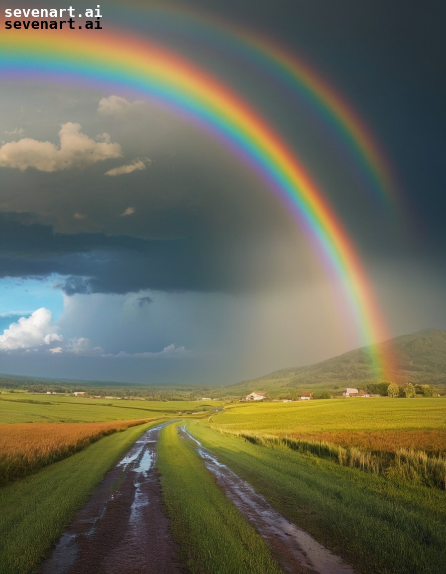 rainbow, sky, countryside, storm, tranquility, nature