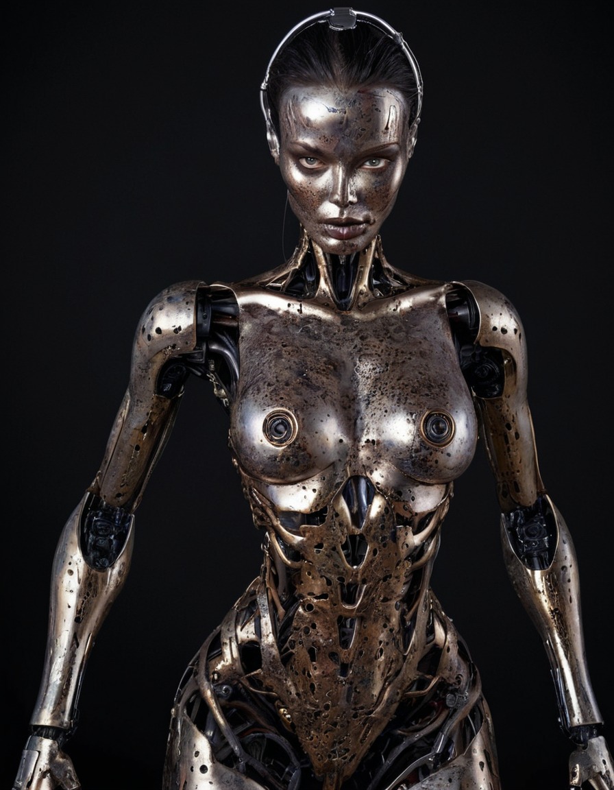 mutations, woman, female, robotic appearance, metallic skin, science fiction, cyborg