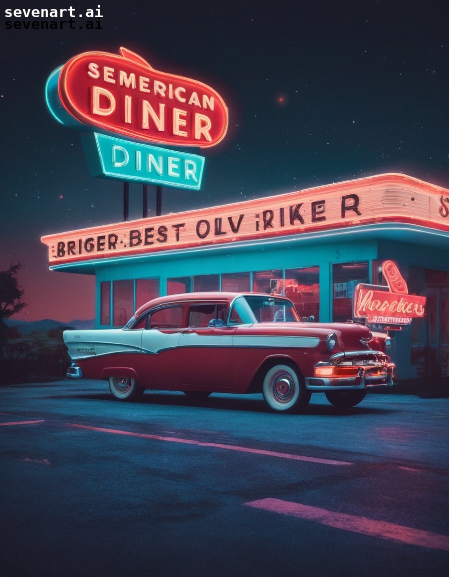 american, diner, neon lights, vintage, comfort food, usa