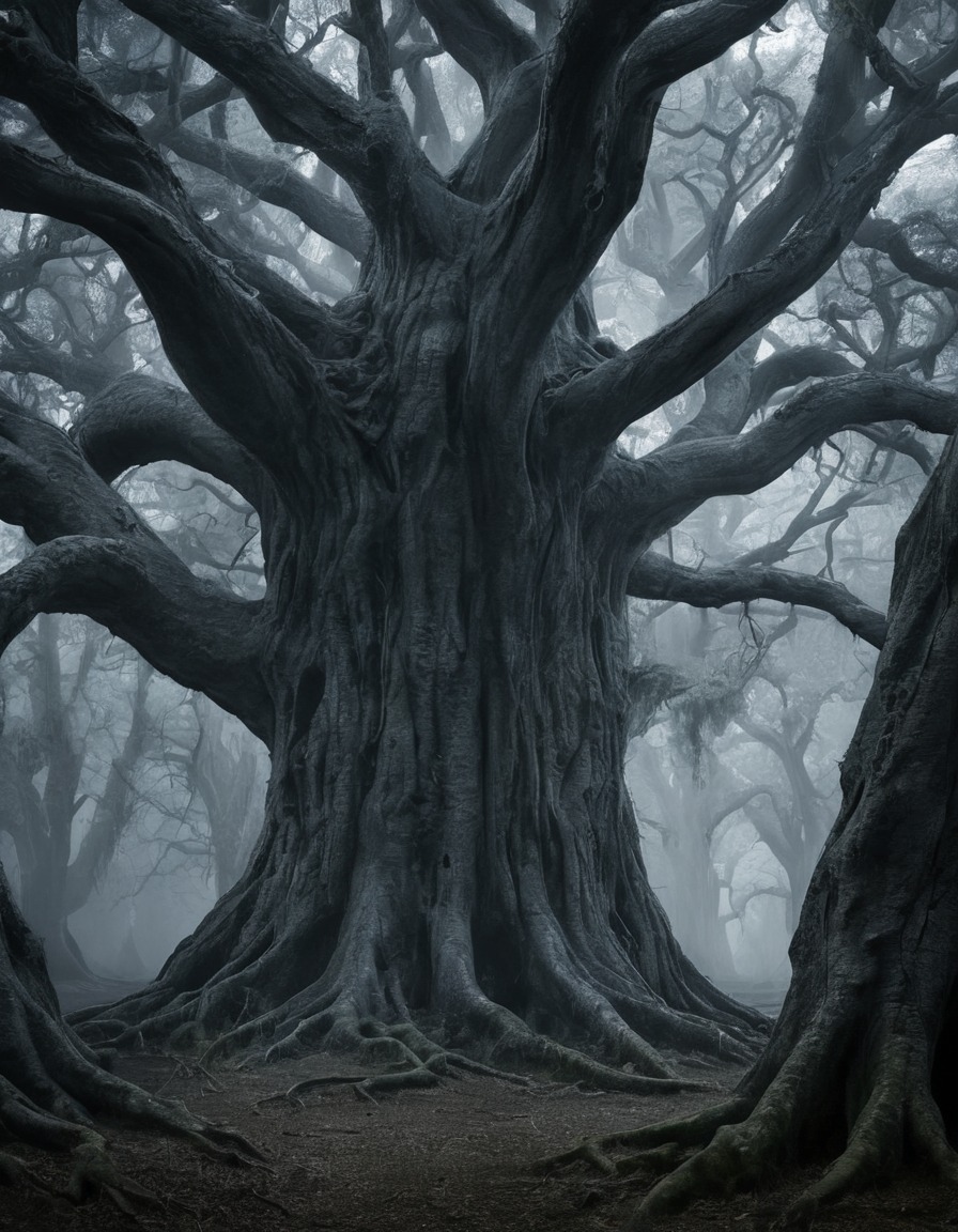 mystical, ancient trees, grove, secrets, nature, whispering, mystery