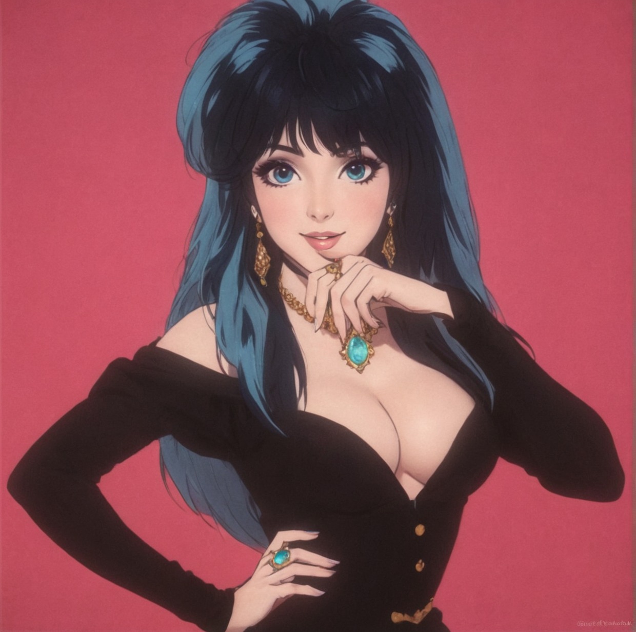 elvira, retro aesthetic, retro anime, art