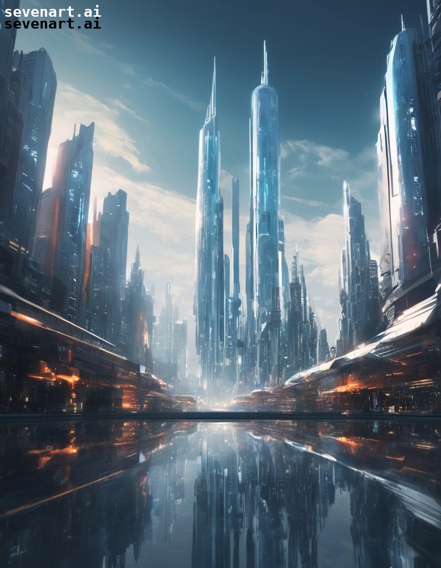 futuristic, cityscape, skyline, skyscrapers, architecture