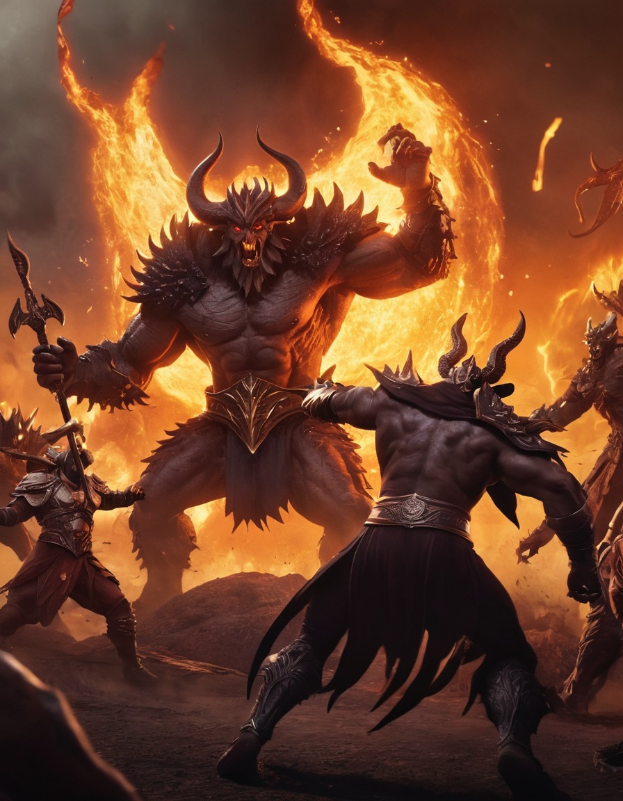 hades, epic, fight scene, monsters, underworld, mythology, greek gods