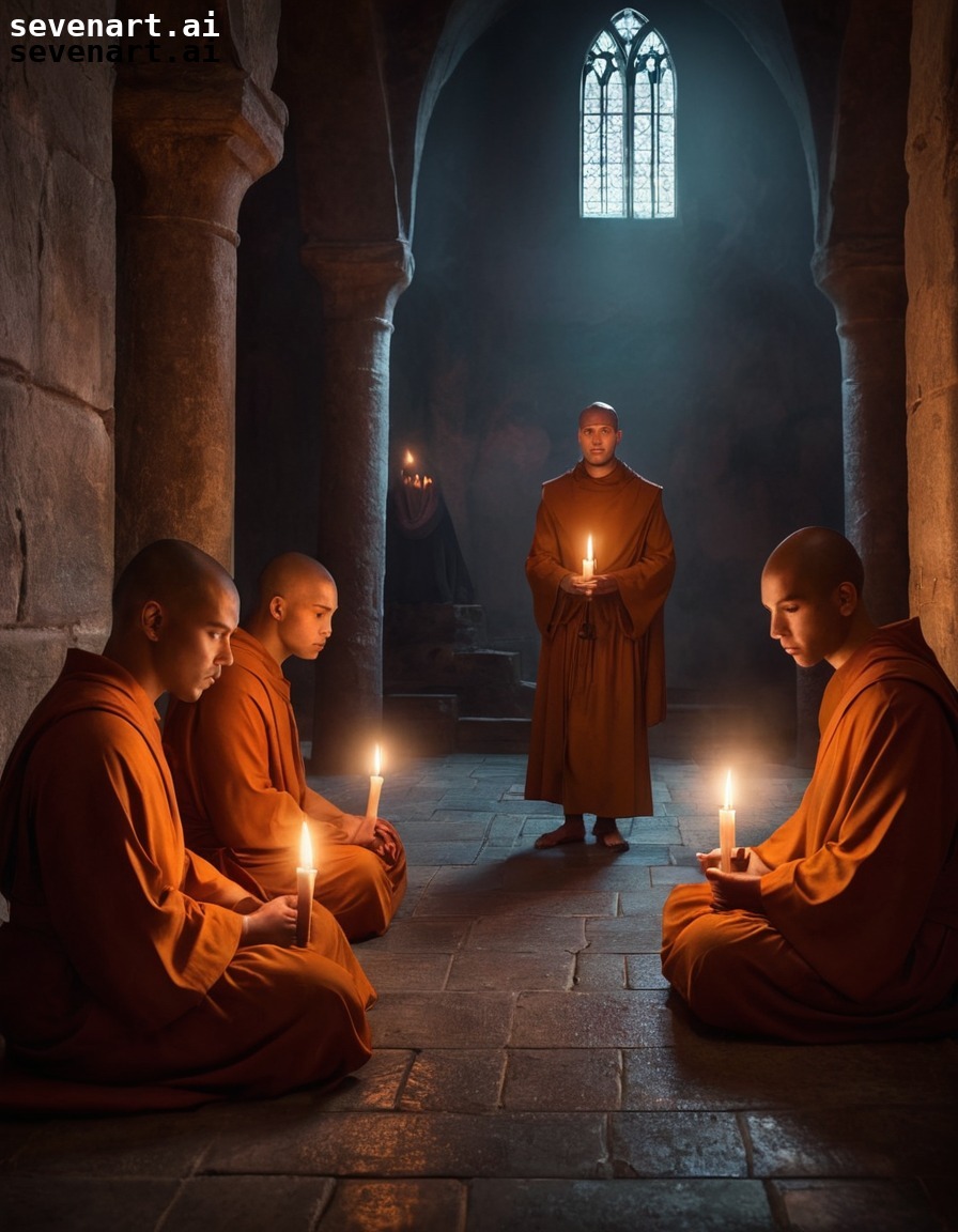 monks, candlelight, medieval, monastery, religious, middle ages