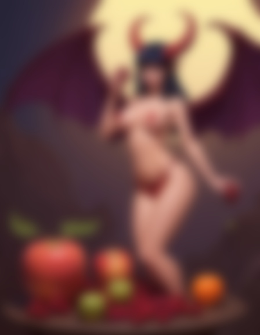 succubus, demon, temptation, fantasy, woman, fruit