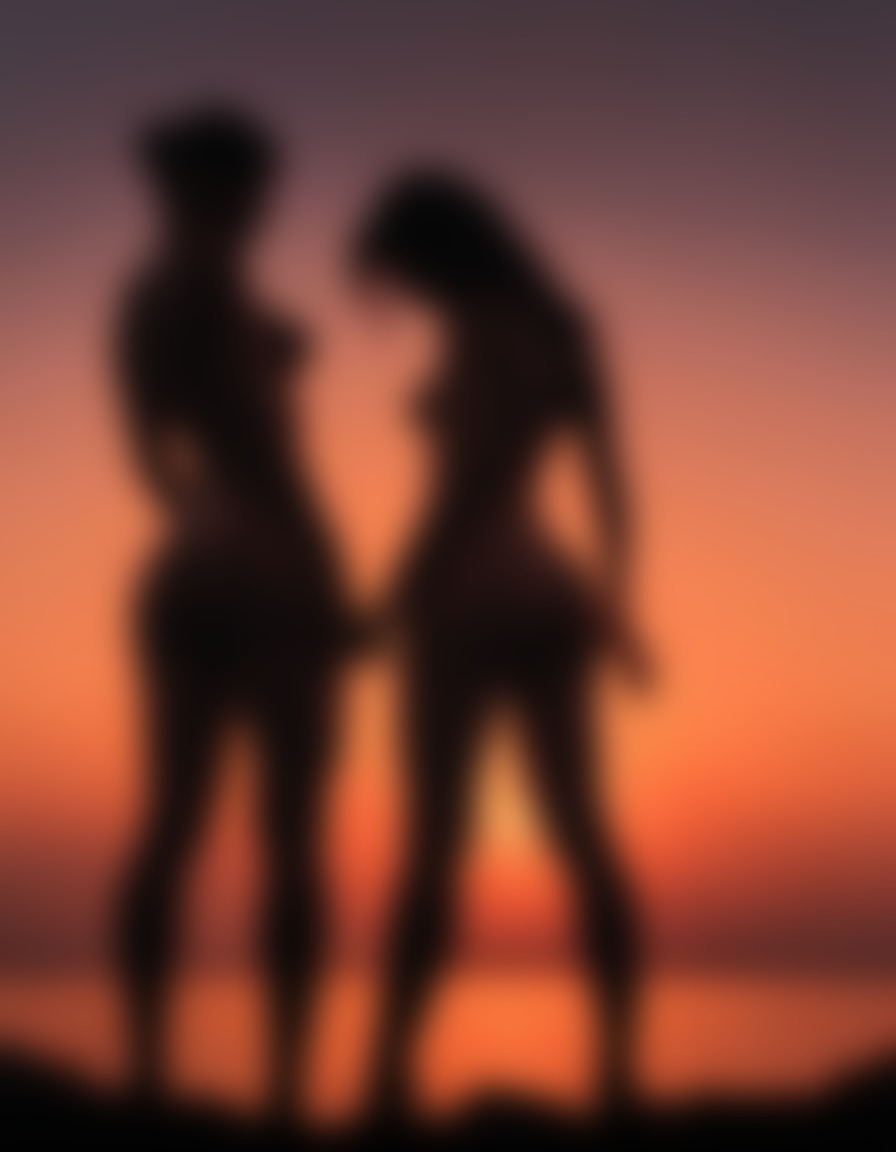 sunset, silhouettes, romance, passion, erotic, nsfw