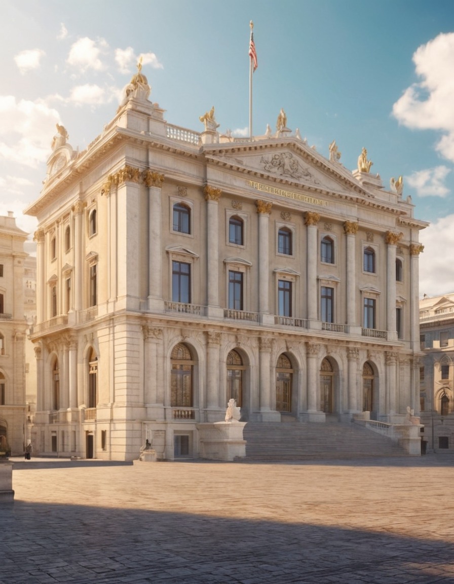 neoclassical architecture, city square, grand building, urban landscape, architecture