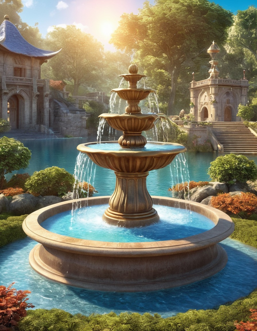 magical fountain, wishing well, wish granting, fantasy, enchanted water, magic, folklore