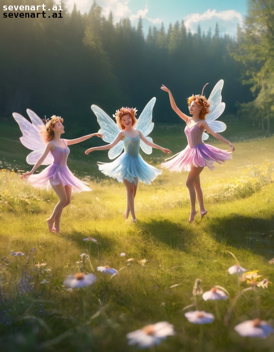 fantasy, fairies, whimsical, dancing, meadow