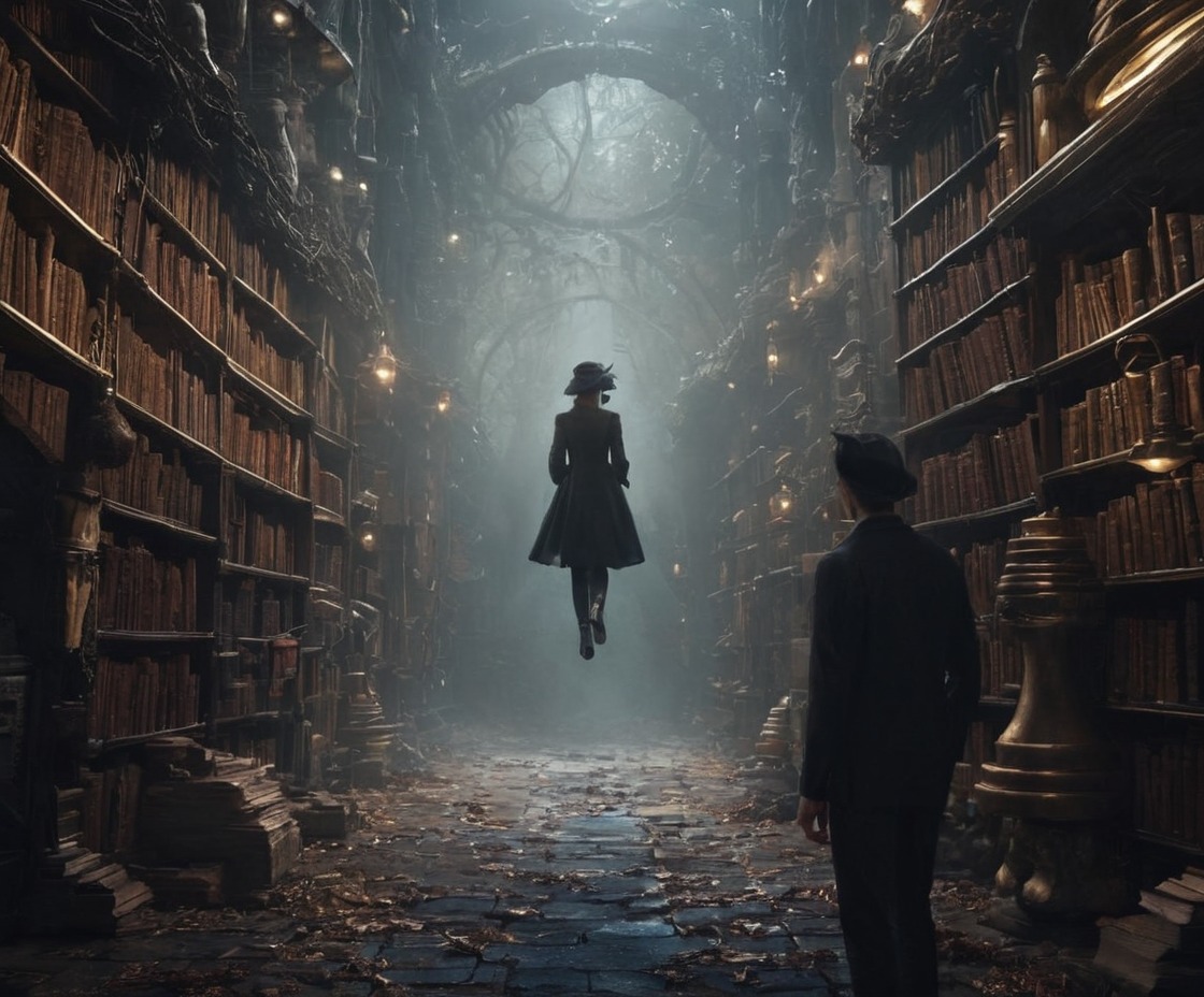 fantasyart, illustration, library, paranormal, phantom