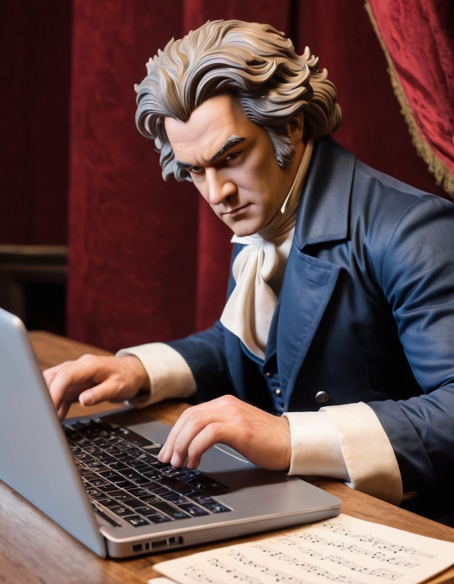 beethoven, composer, music, laptop