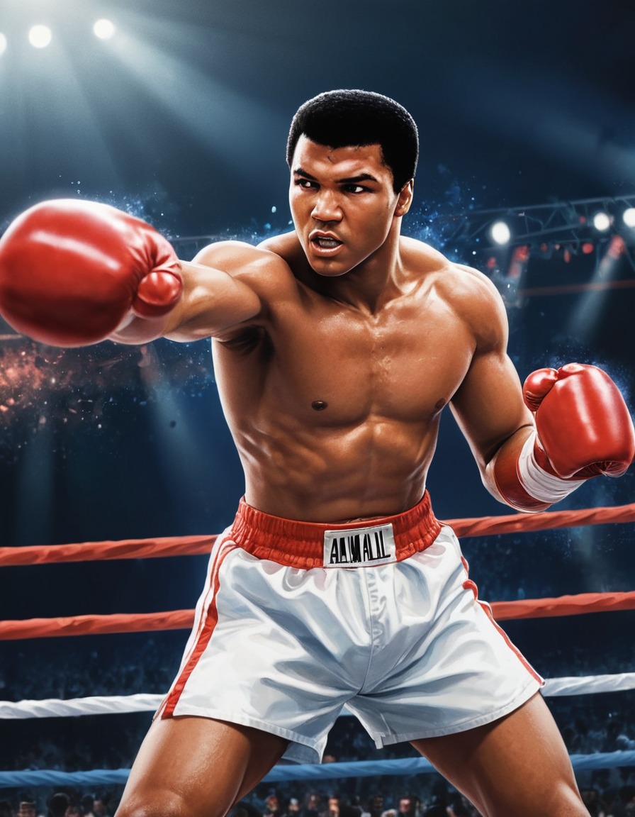 muhammad ali, boxer, legend, boxing, ring, powerful, punch, anime