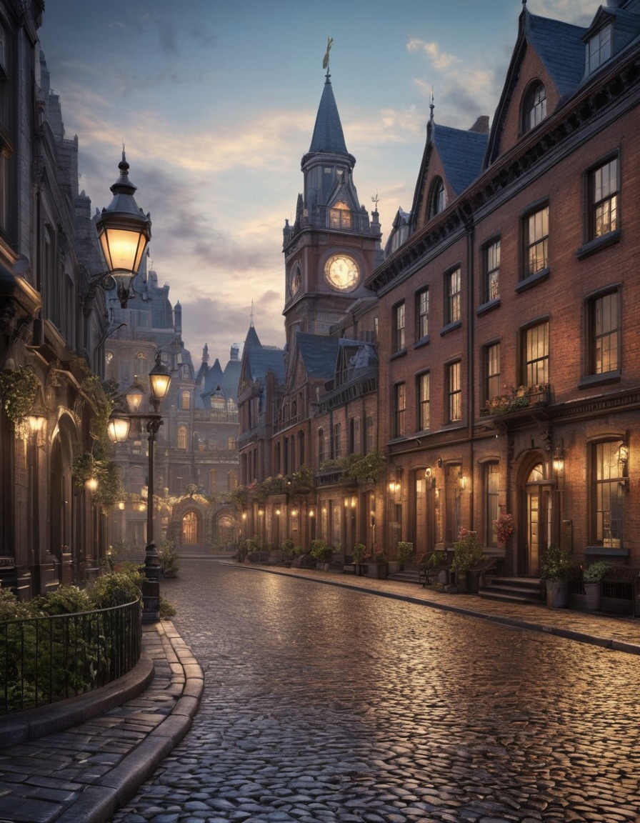 victorian architecture, urban landscape, cobblestone streets, cityscape, architecture