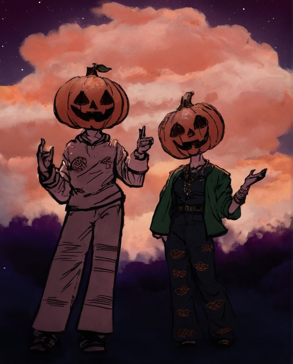 digitalart, spooky, halloween, procreate, originalcharacter, grunge, shading, pumpkinpals