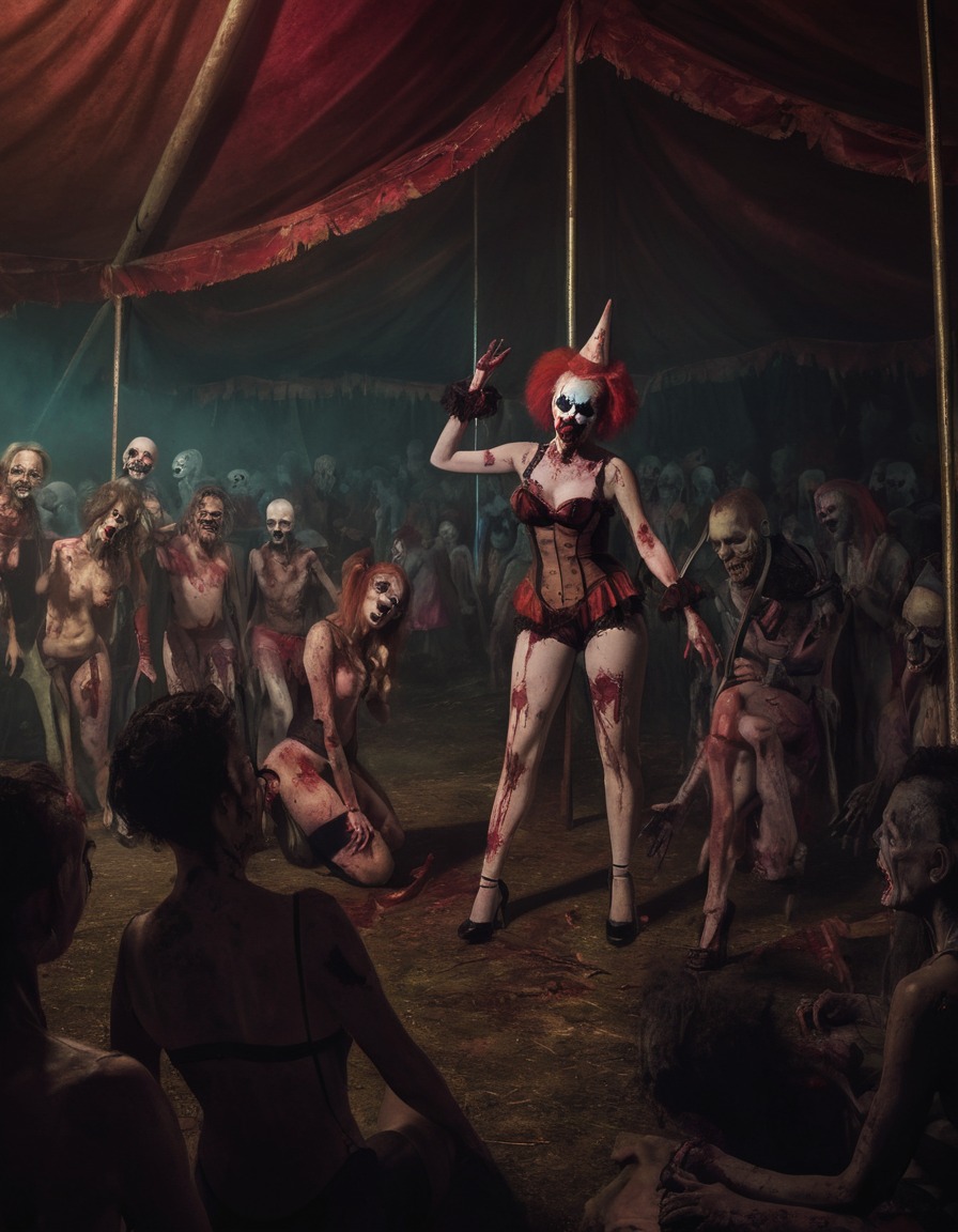 zombie, clown, circus, entertainment, horror