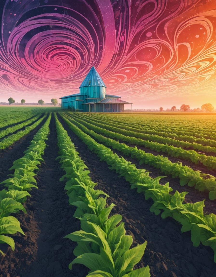 alien, farm, geometric, peaceful, colorful, extraterrestrial, aliens