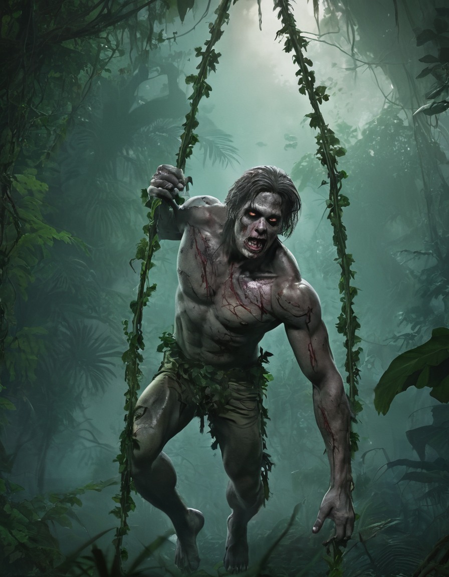 tarzan, zombie, jungle, vines, undead, horror