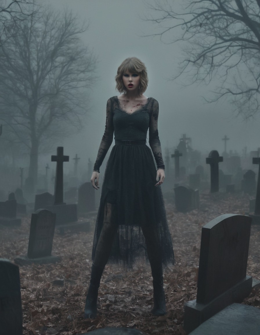 taylor swift, zombie, fog, graveyard, eerie, spooky, celebrities