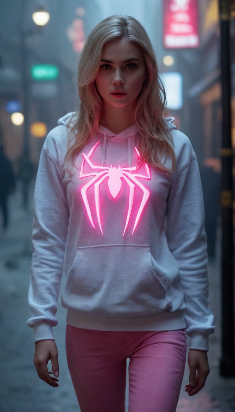 cosplay, spiderman, spidergwen, digitalart, fanart, photography, neon