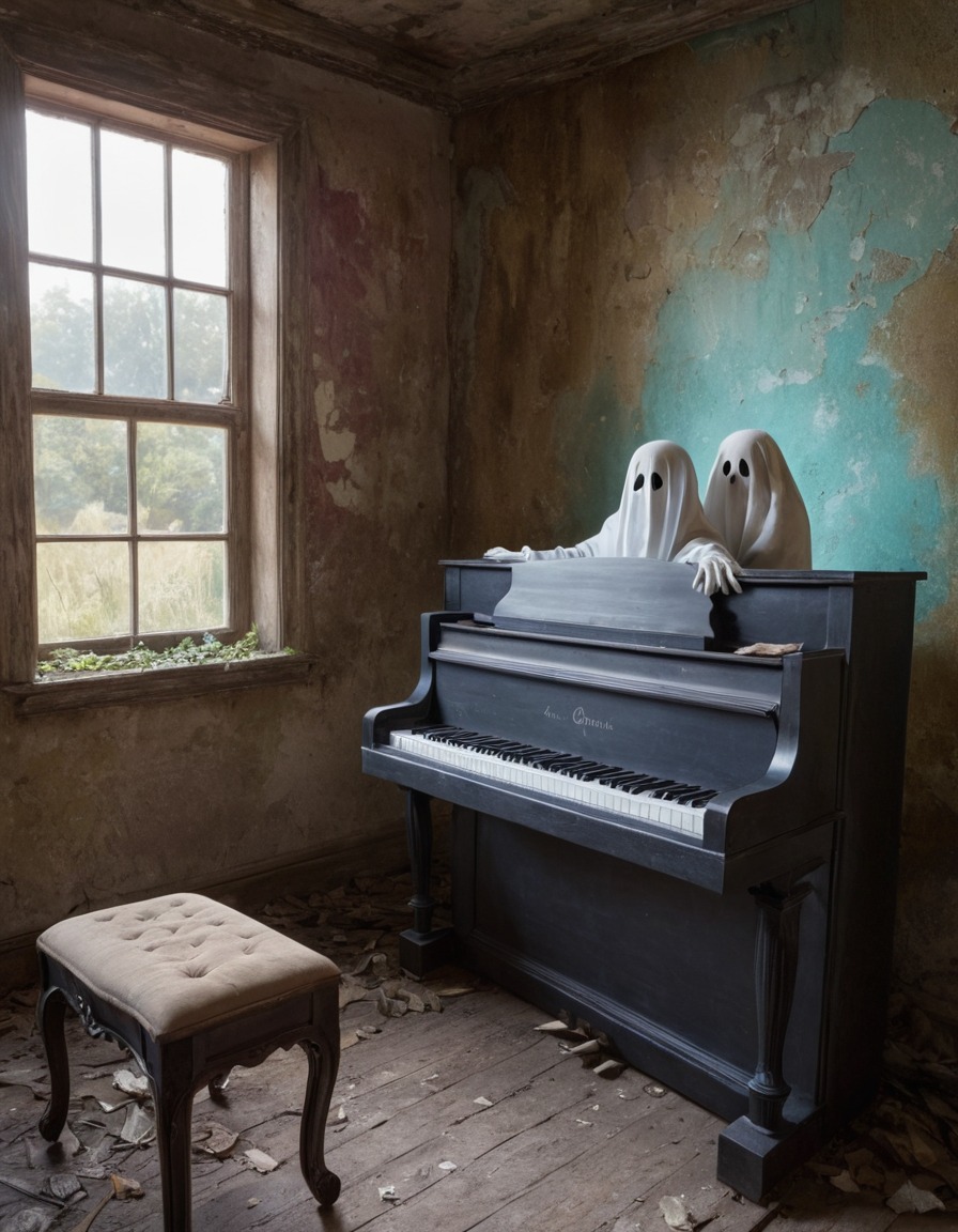 ghost, piano, abandoned house, haunting, supernatural, paranormal activity