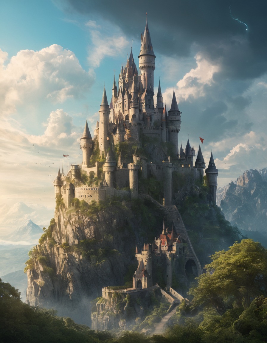 castle, magical, creatures, fantasy, mythical