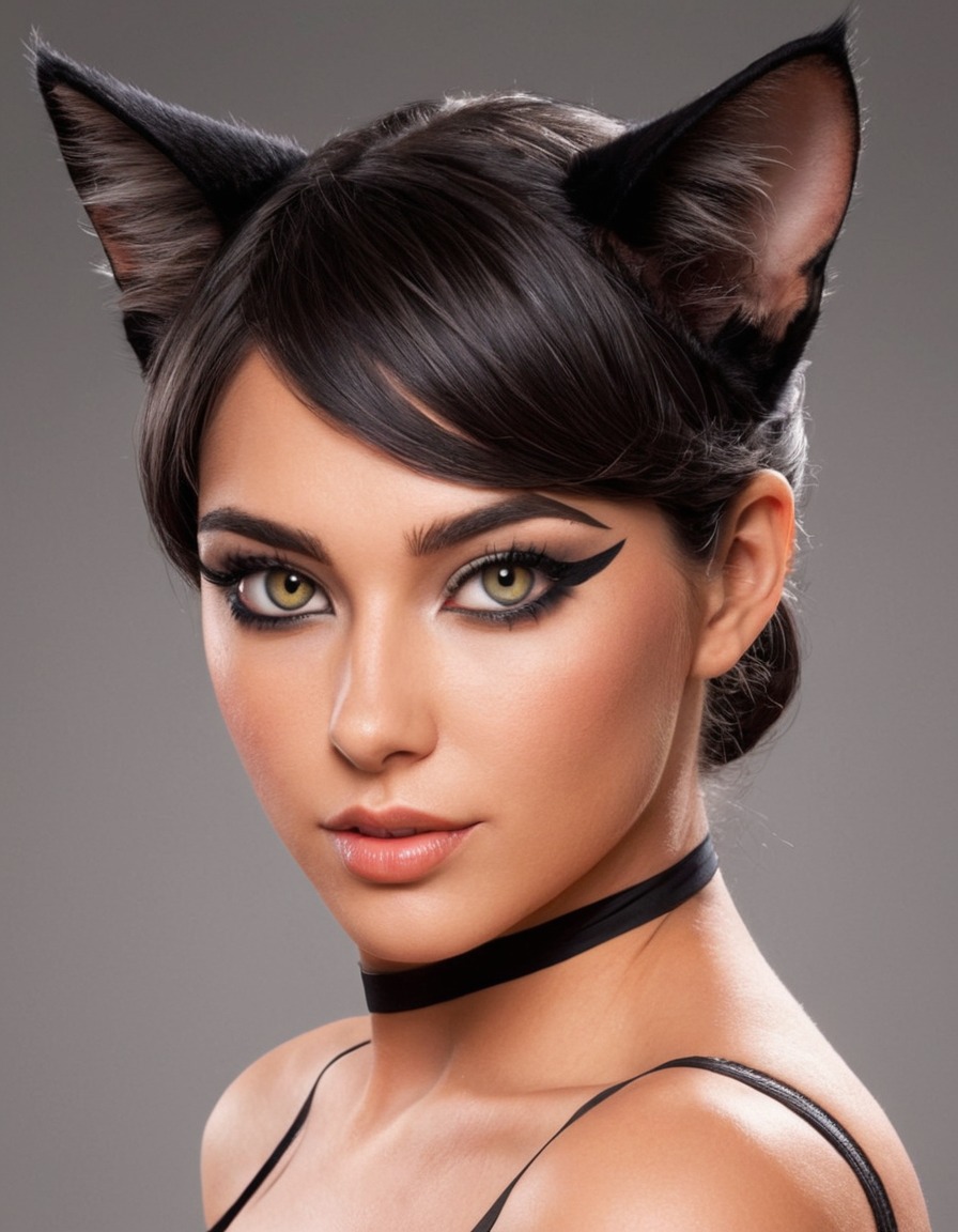 mutations, woman, female, mutated woman, feline features, cat-like eyes, cat ears