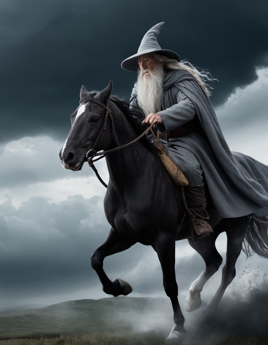 fantasy, wizard, storm, magical, horse, john tolkien, tolkien