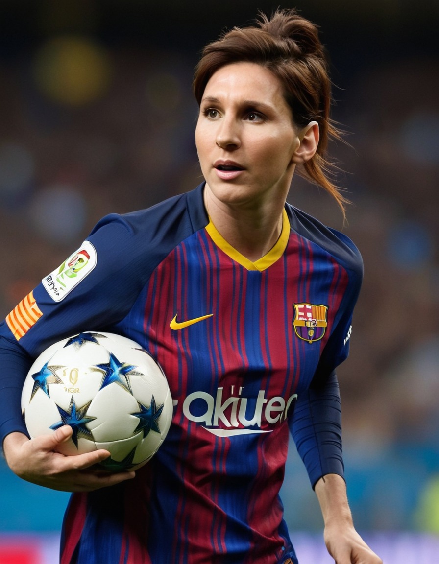 lionel messi, female version, gender swap, feminine, soccer player, celebrity, transformation