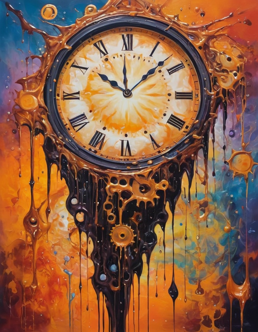 clock, melting, wax, time, surrealism, surreal