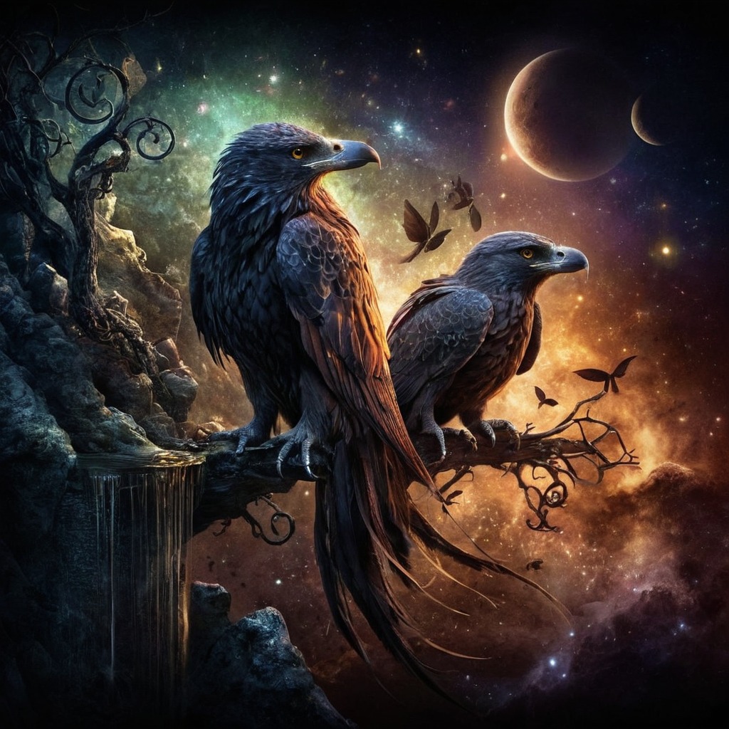 digitalart, bird, fantasyart, ravens