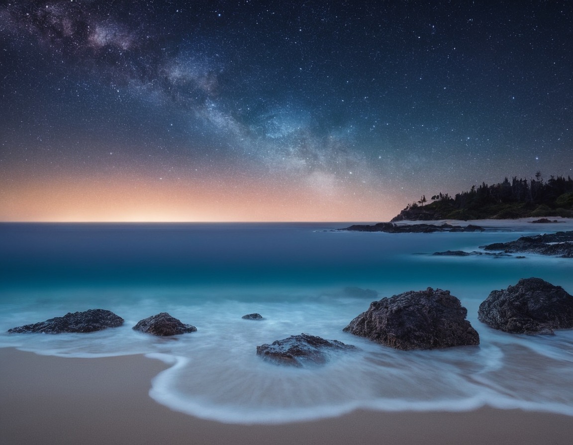 night sky, stars, ocean, milky way, tranquility, nature