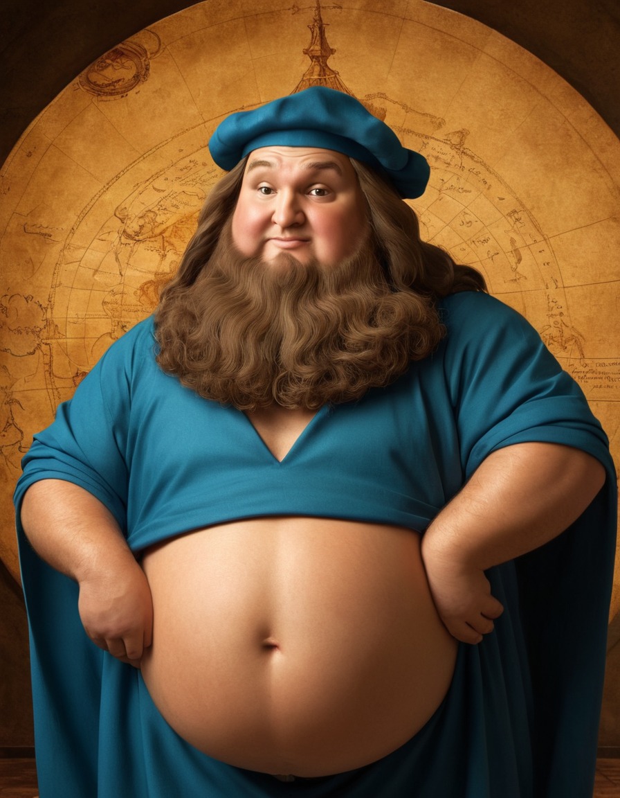 leonardo da vinci, cartoon, artist, painter, renaissance, fat