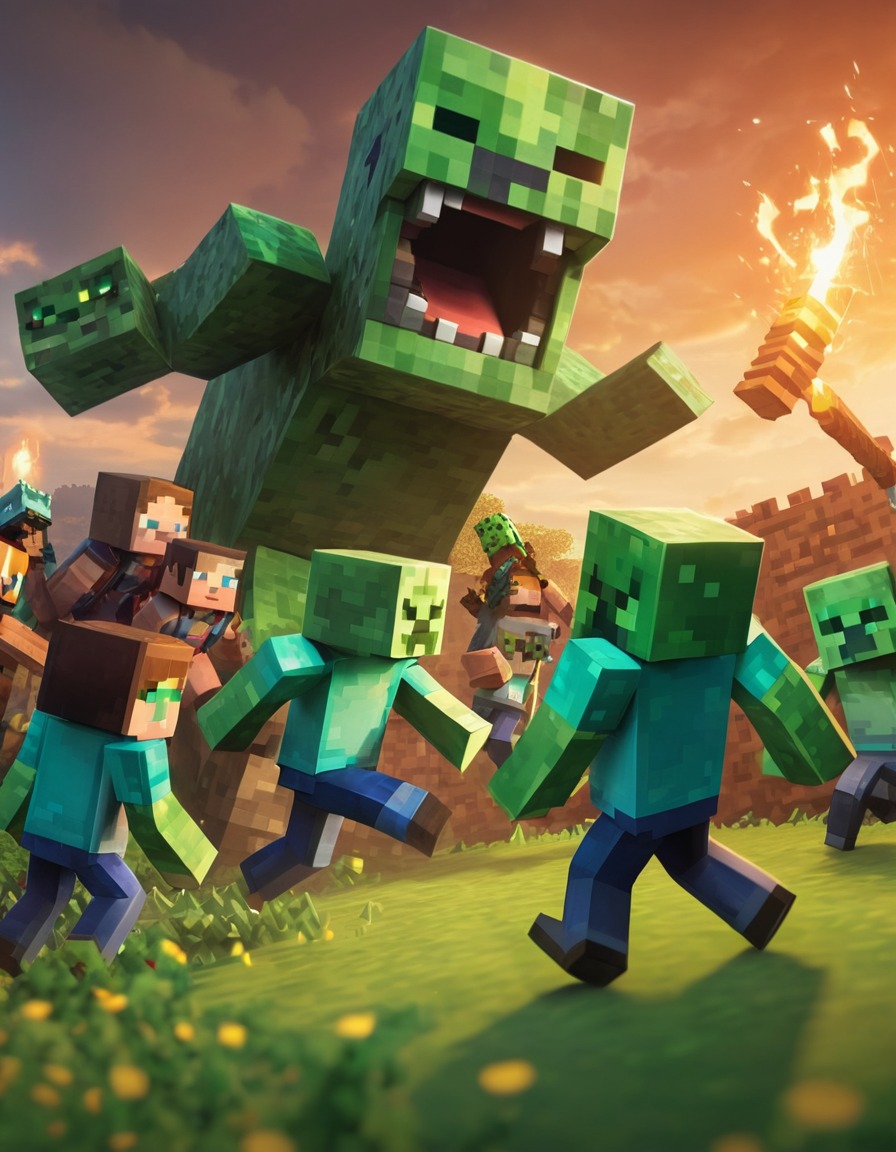 minecraft, player, creepers, video games, battle, gaming, computer games