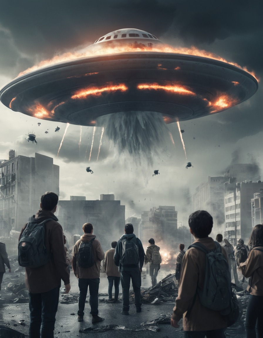 ufo, destruction, civilians, fear, invasion, aliens, three body problem, trisolaran