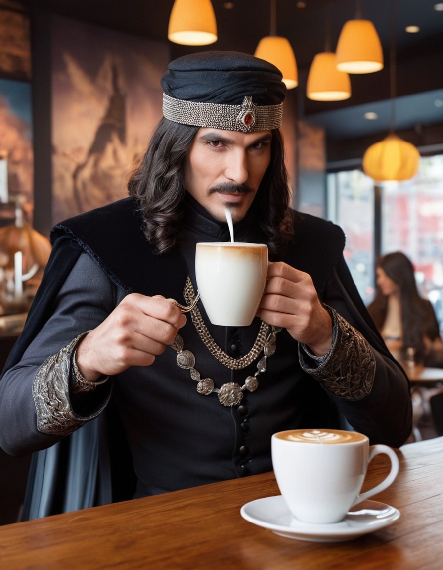 vlad the impaler, latte, coffee shop, historical figure