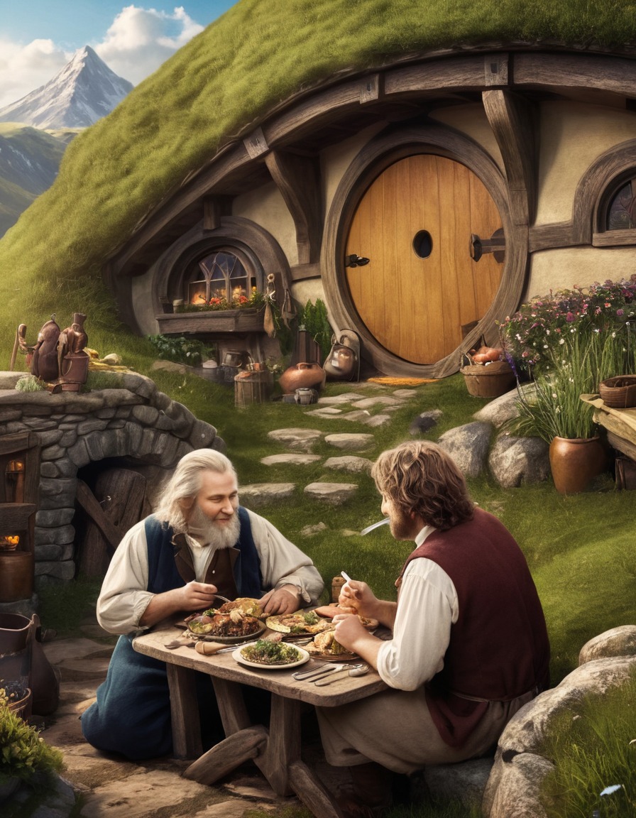 hobbit, mealtime, cozy, burrow, shire, john tolkien, tolkien