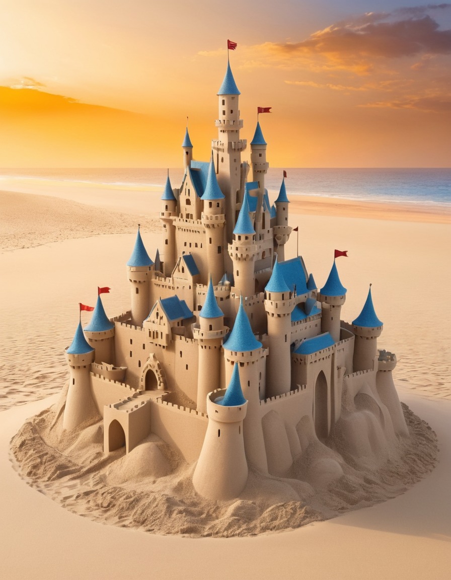 sand sculpture, castle, tiny people, art, miniature, fantasy, creation