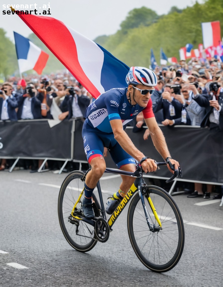 emmanuel macron, tour de france, bicycle race, french flag, political satire., france