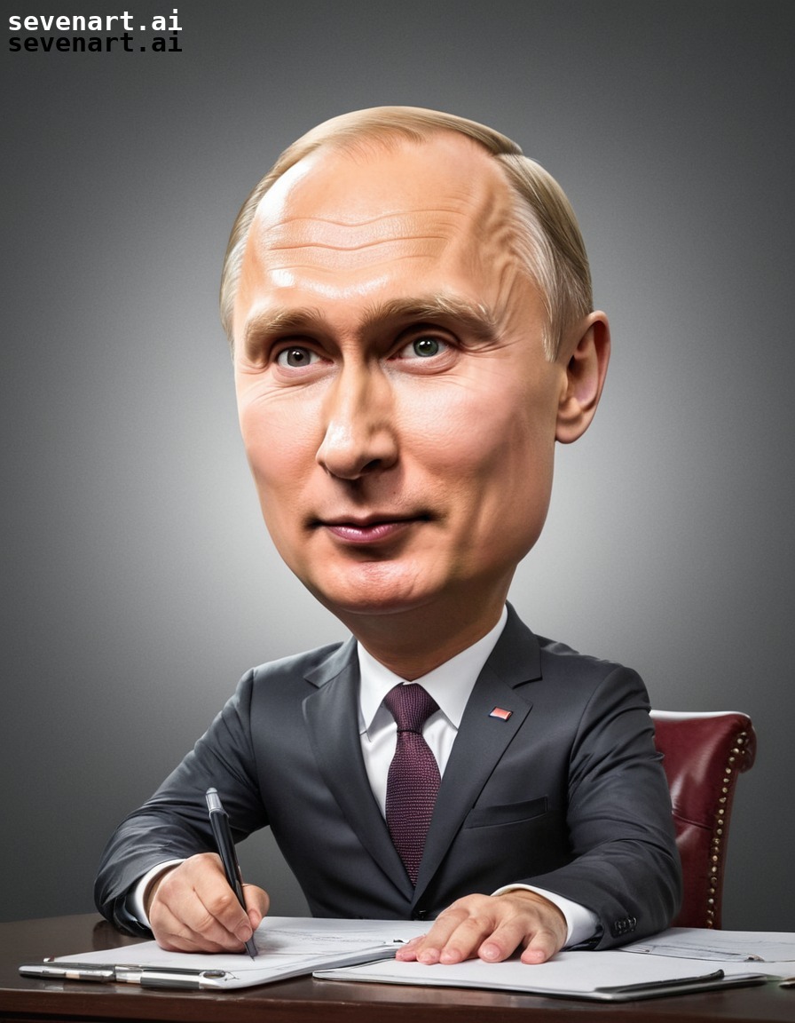 caricature, vladimir putin, humor, playful, distinctive features, putin, russia, russian president