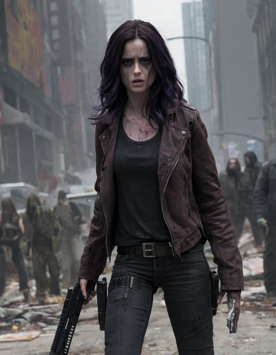 jessica jones, zombie hunter, post-apocalyptic, survival, superhero, marvel comics, zombie, marvel