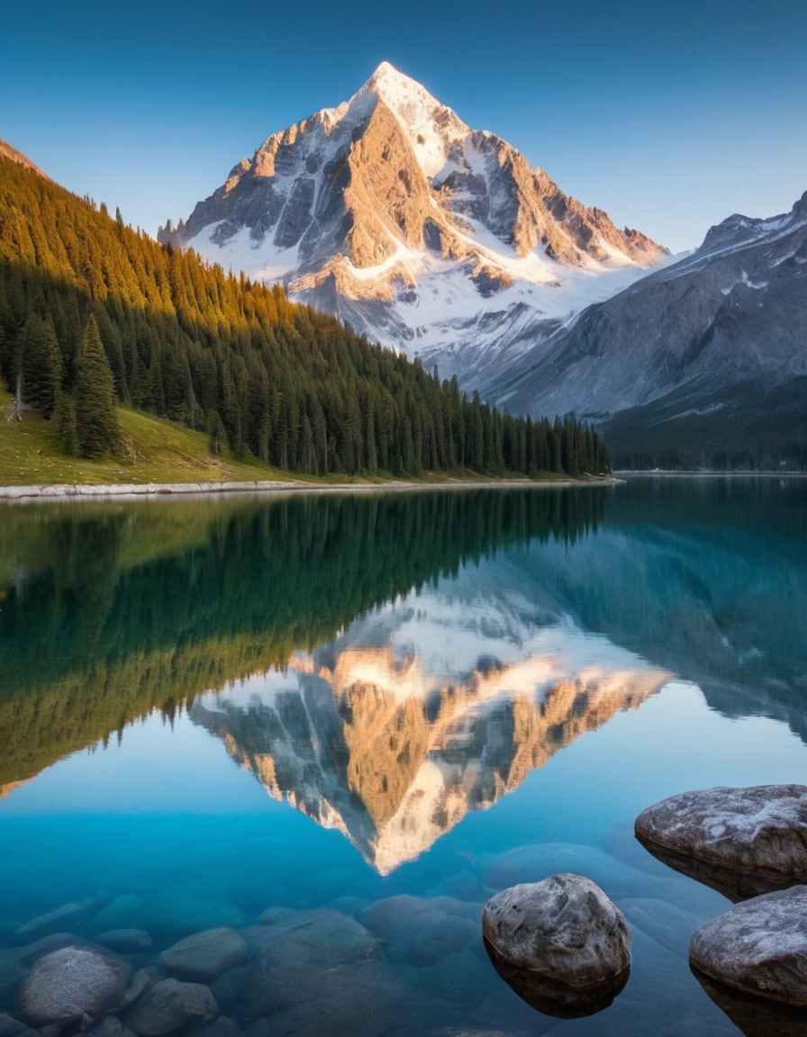 mountain, nature, alpine, lake, snow-capped