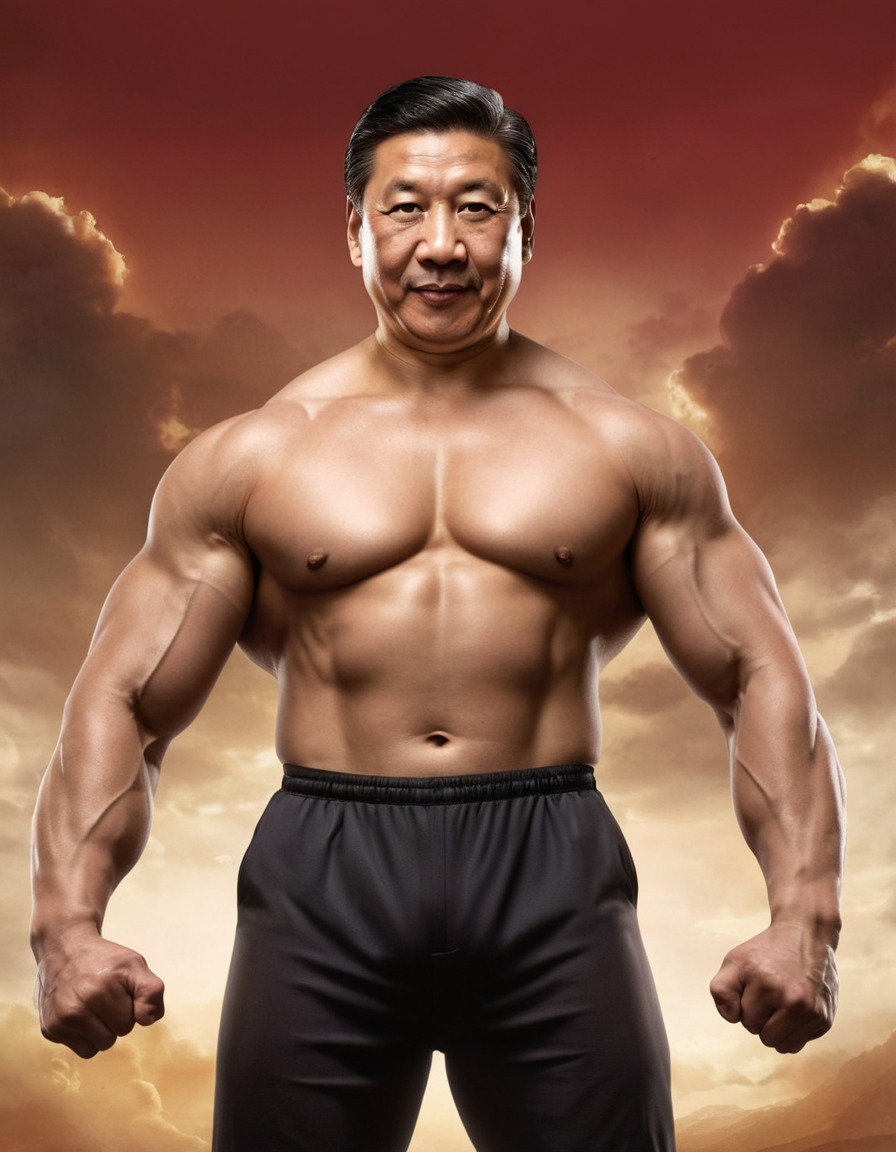 xi jinping, china, president, bodybuilder, muscle flexing