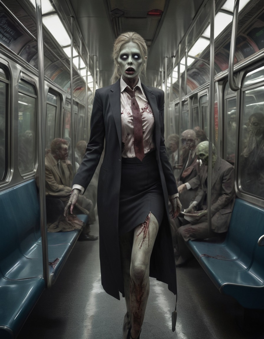 zombie, businessperson, commuting, subway, ghostly, supernatural