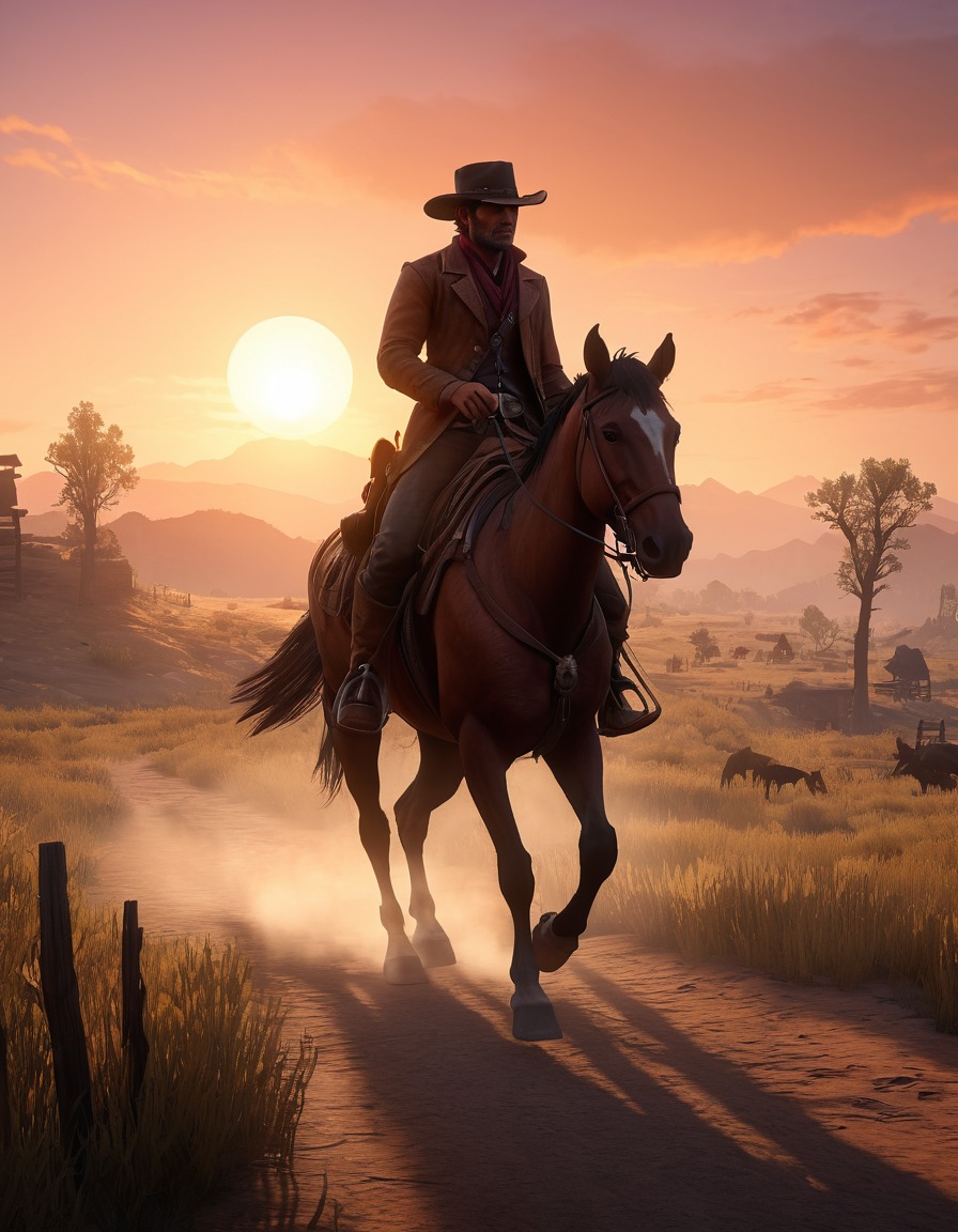 wild west, cowboy, picturesque landscape, red dead redemption 2, computer games