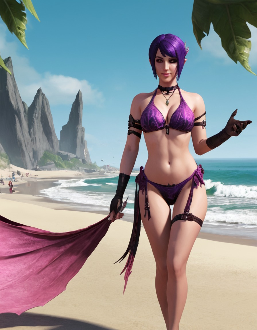 morrigan, dragon age, beach day, bikini, fashion, games, girls from games