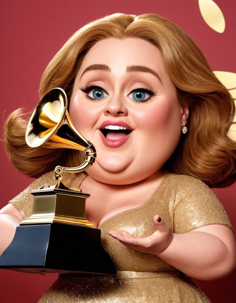 adele, grammy, cartoon, overweight, struggle, music, award, fat