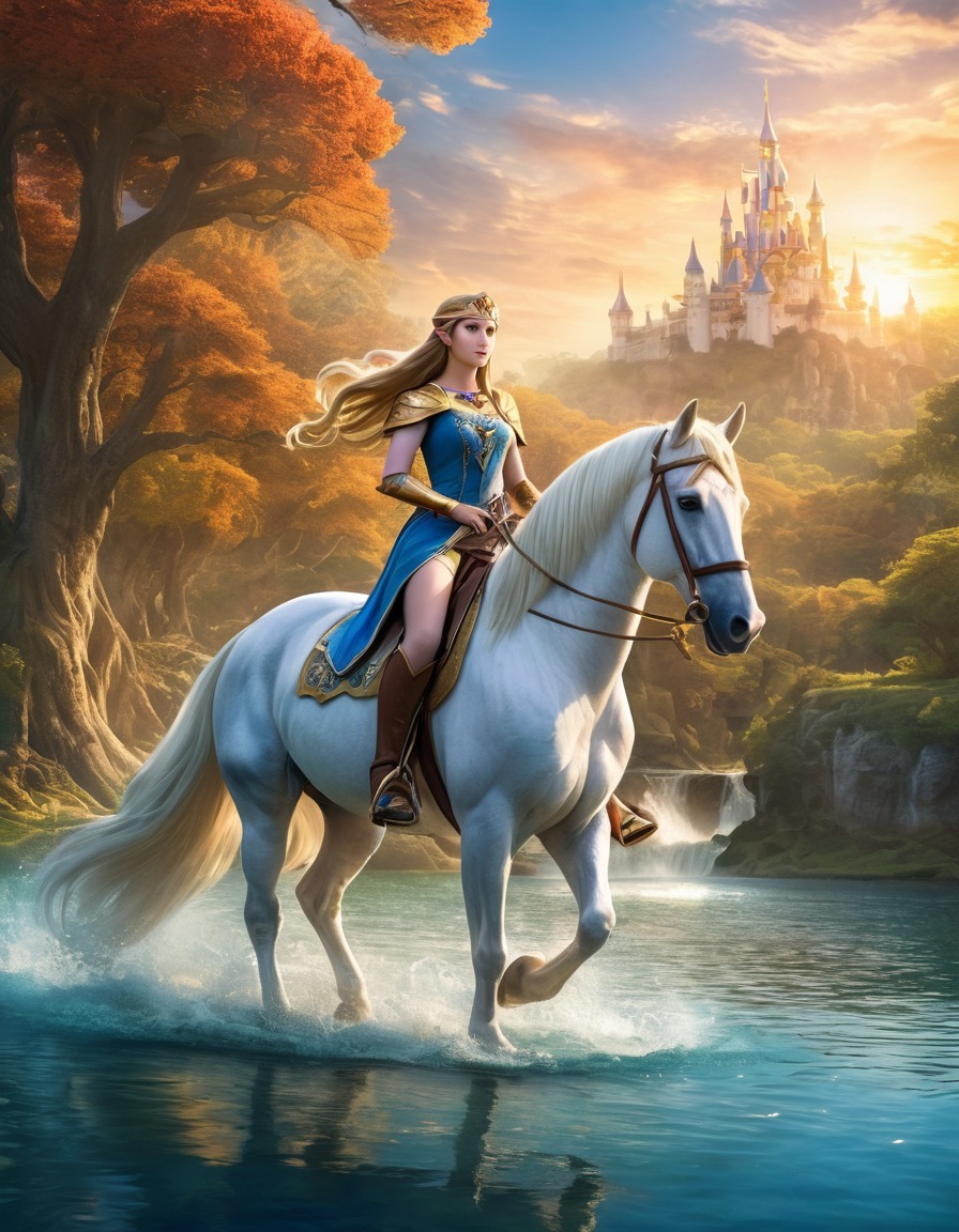 princess zelda, horse, mystical kingdom, fantasy, adventure, games, girls from games